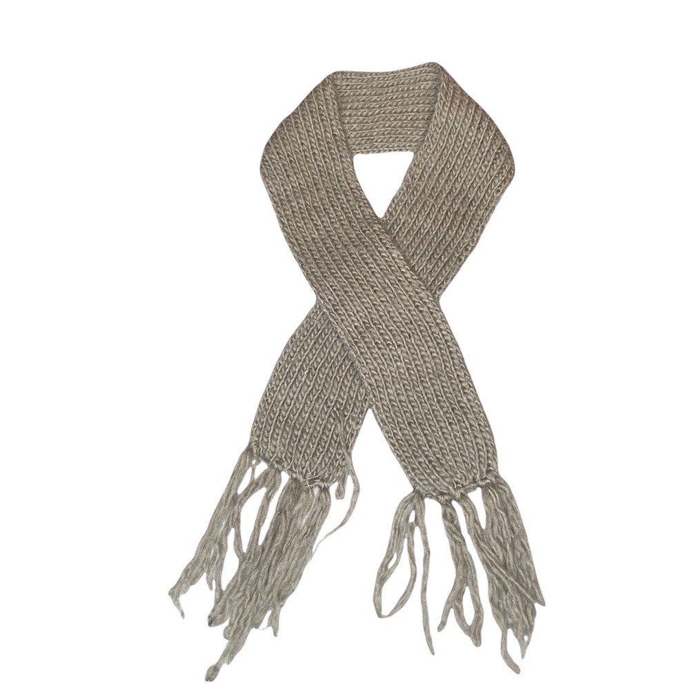Grey knitted layering scarf